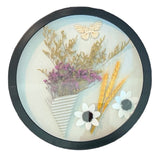 Circular Framed Wall Art Decoration with Dried Flowers, Black and White Frames 12 inches