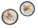 Circular Framed Wall Art Decoration with Dried Flowers, Black and White Frames 12 inches