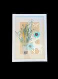 Rectangular Framed Wall Art Decoration with Dried Flowers, Black, White, and Gold Frames 17x11.5x1.5 inches